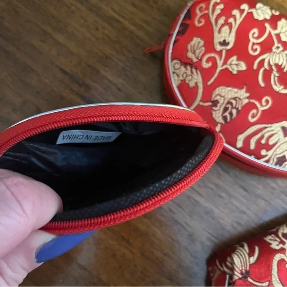 Red Faux Silk Floral Makeup
Bag Travel Clutch Asian Chinoiserie Set Of 5 NEW - Picture 7 of 11